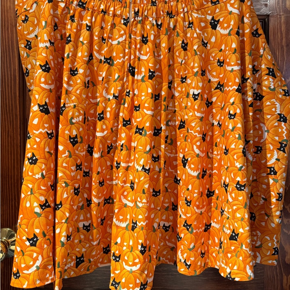 Retrolicious Halloween Orange Pumpkin A-Line Skirt